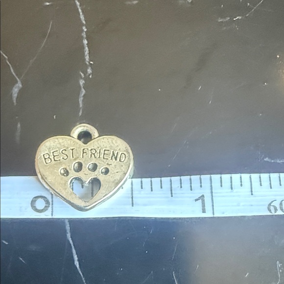 3 Silver Heart Charms with Paw and Angel Designs - Picture 7 of 8